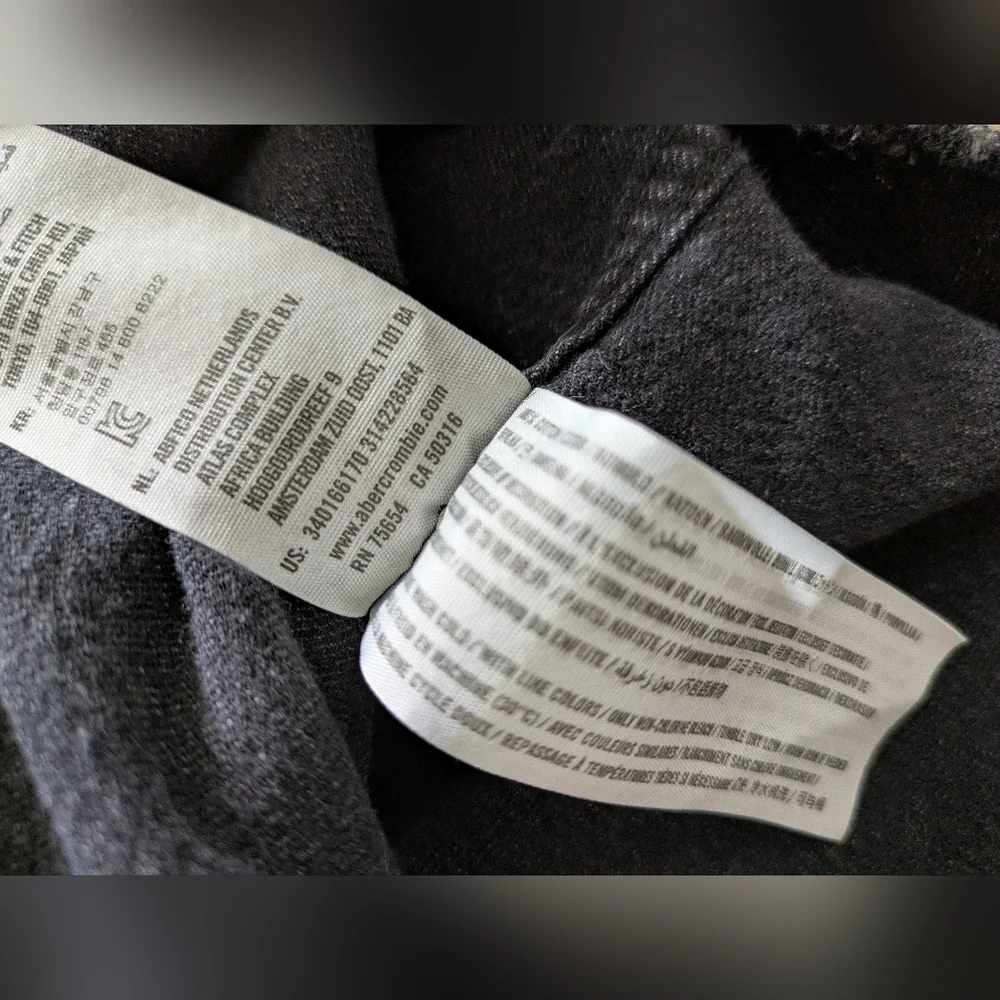 Hollister Black Button Up Long Sleeve Collared Denim Over Shirt Distressed XS - Picture 8 of 8